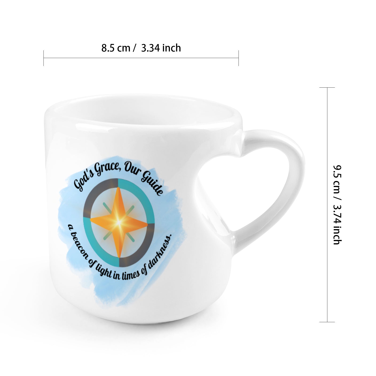 Heart-shaped Mug with "God's grace" message (10.3 OZ)