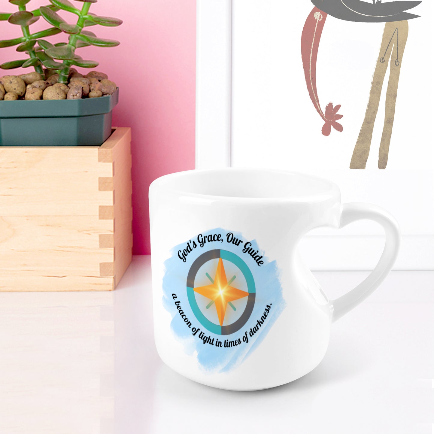 Heart-shaped Mug with "God's grace" message (10.3 OZ)