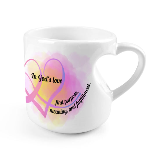 Heart-shaped Mug with "In God's love" message (10.3 OZ)