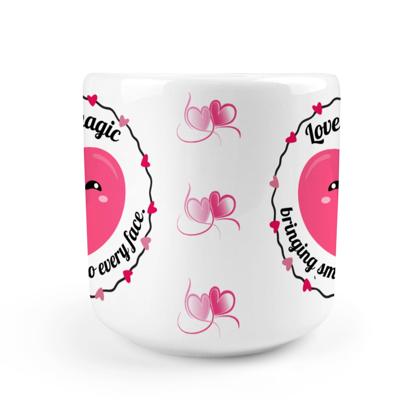 Heart-shaped Mug with "Love's magic" message (10.3 OZ)