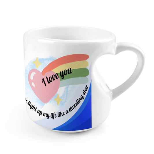 Heart-shaped Mug with "I love you -Star" message (10.3 OZ)