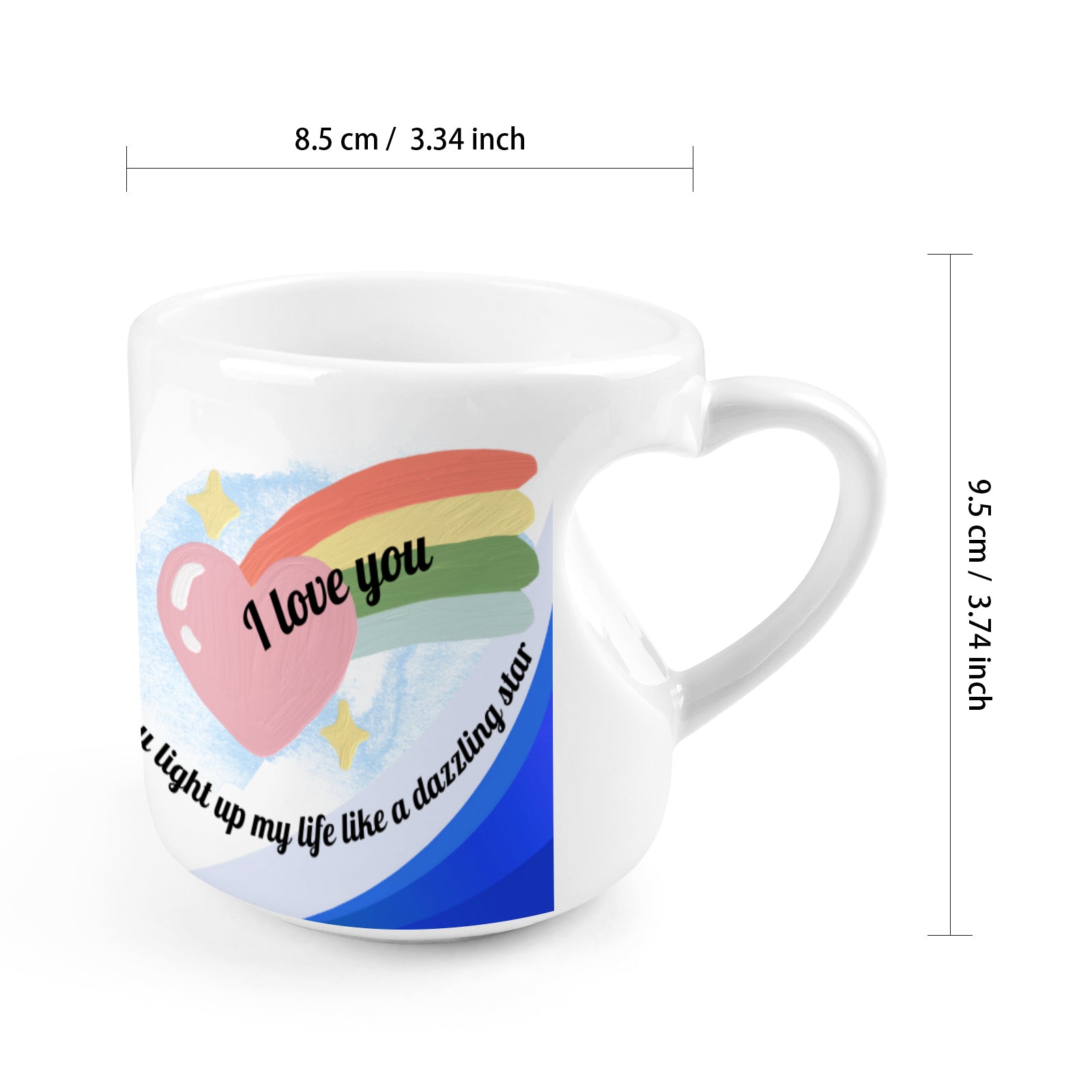 Heart-shaped Mug with "I love you -Star" message (10.3 OZ)