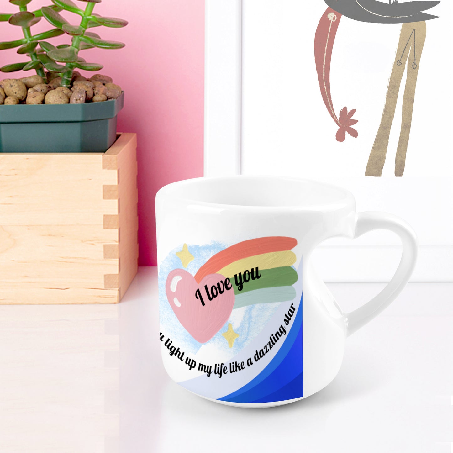 Heart-shaped Mug with "I love you -Star" message (10.3 OZ)