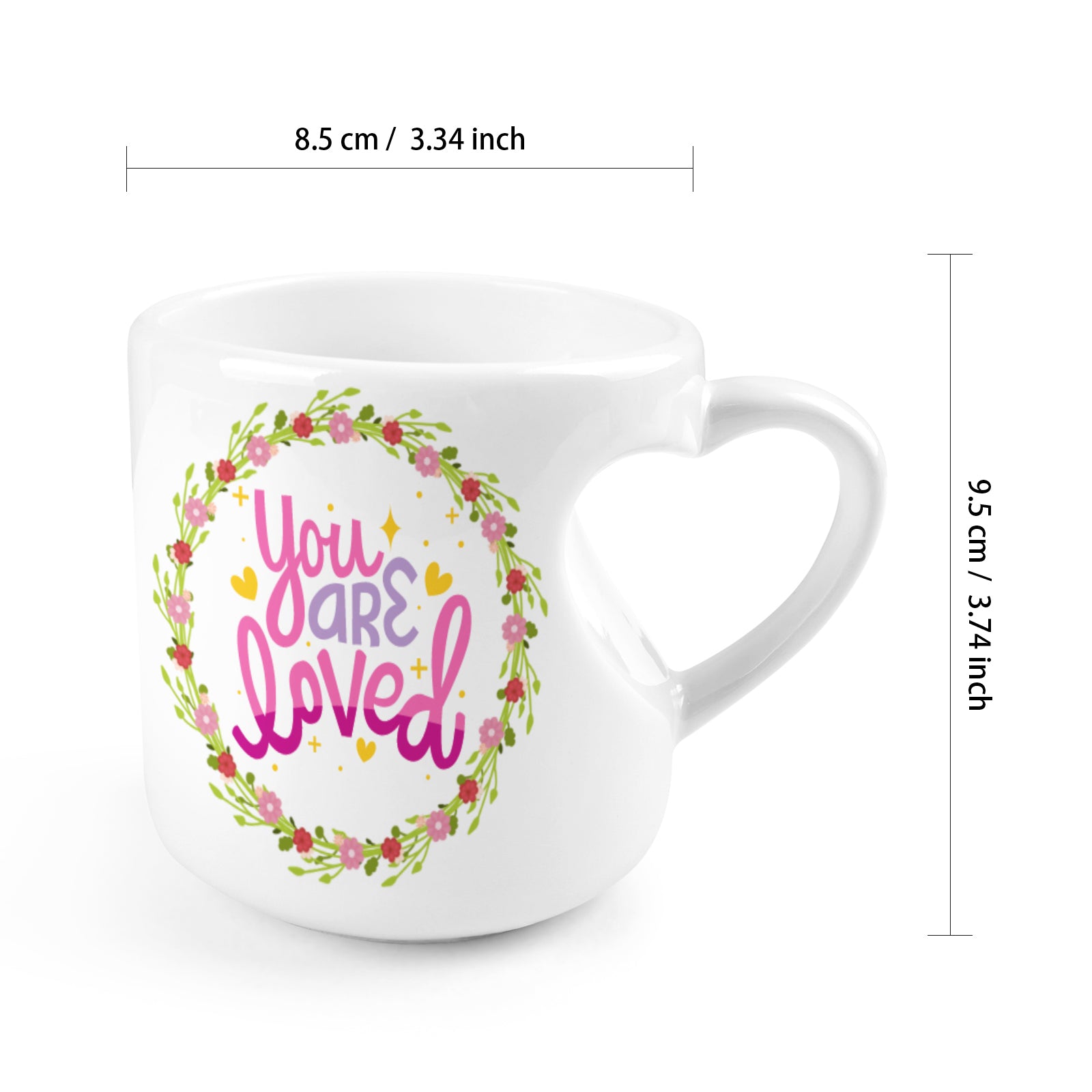 Heart-shaped Mug with "You are loved" message (10.3 OZ)