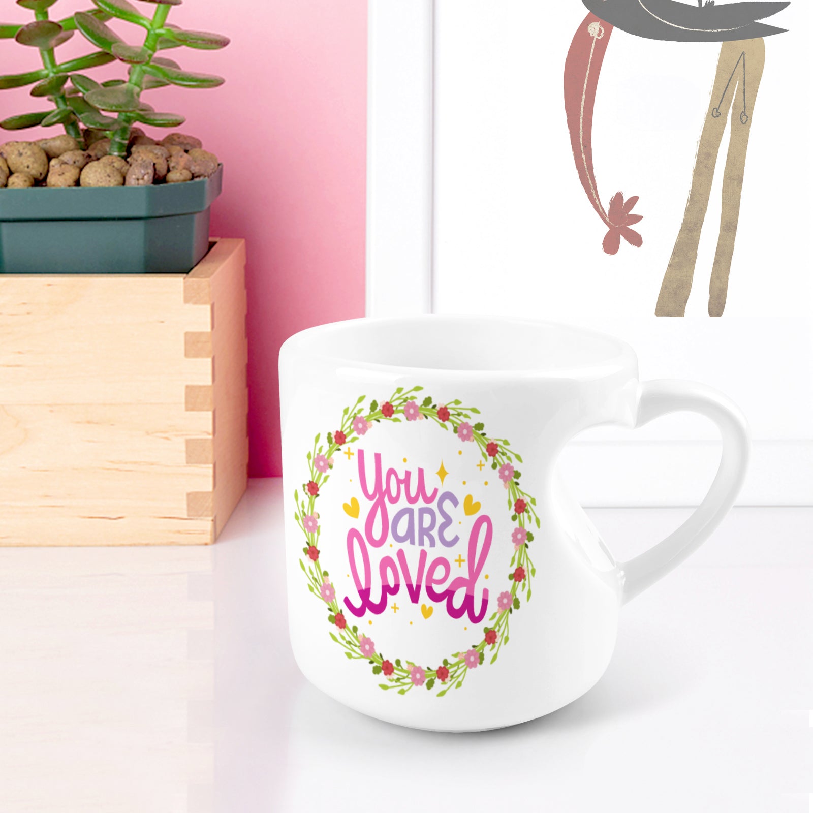 Heart-shaped Mug with "You are loved" message (10.3 OZ)