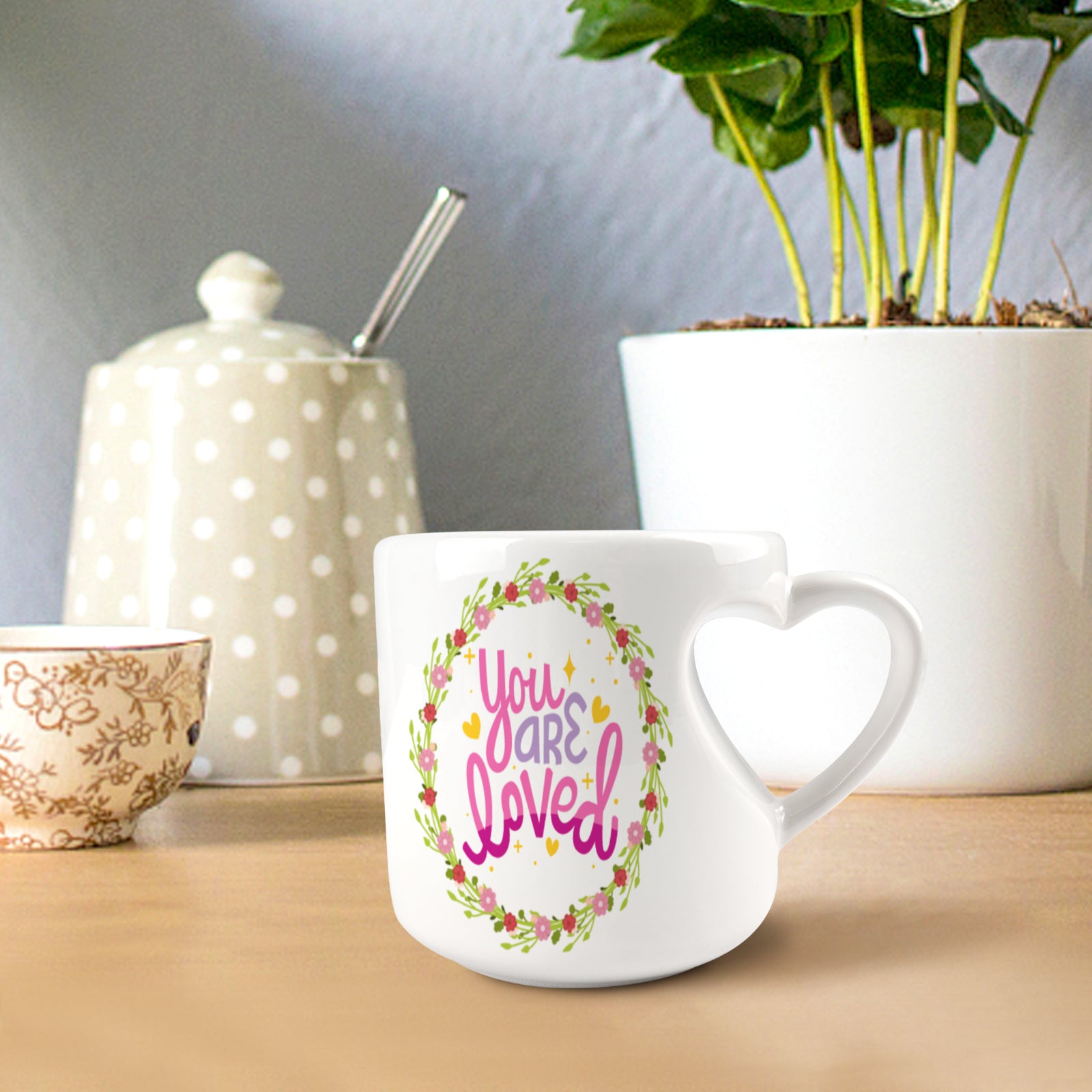 Heart-shaped Mug with "You are loved" message (10.3 OZ)