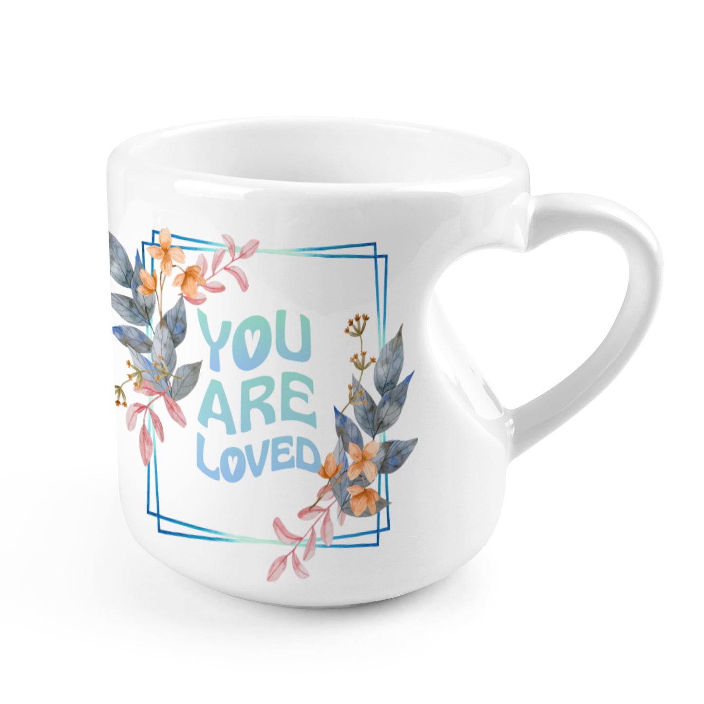 Heart-shaped Mug with "You are loved" (Blue) Message (10.3 OZ)