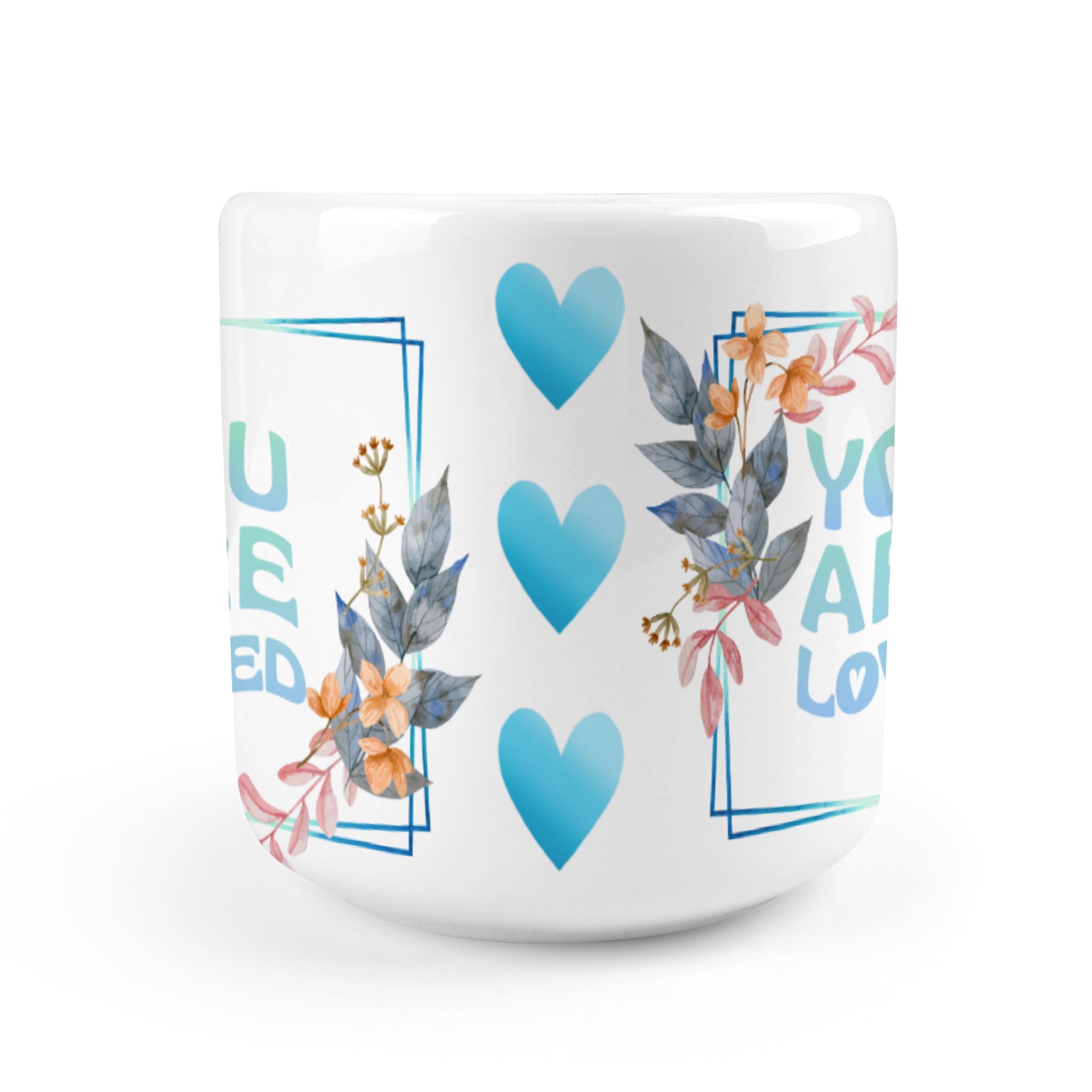 Heart-shaped Mug with "You are loved" (Blue) Message (10.3 OZ)