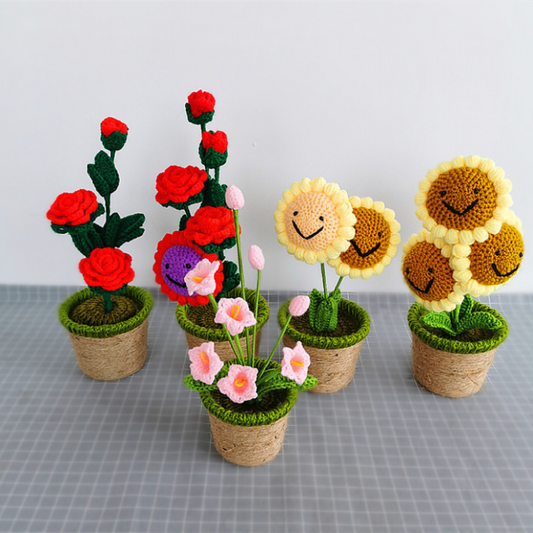 Potted Flower (Sunflower/Rose) Handmade Plush Toys - 6 Styles