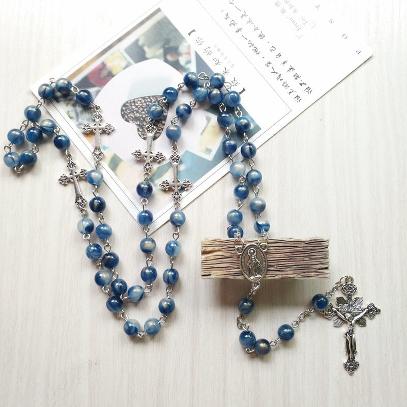 Rosary (QIGO Blue Acrylic Beads) 80cm