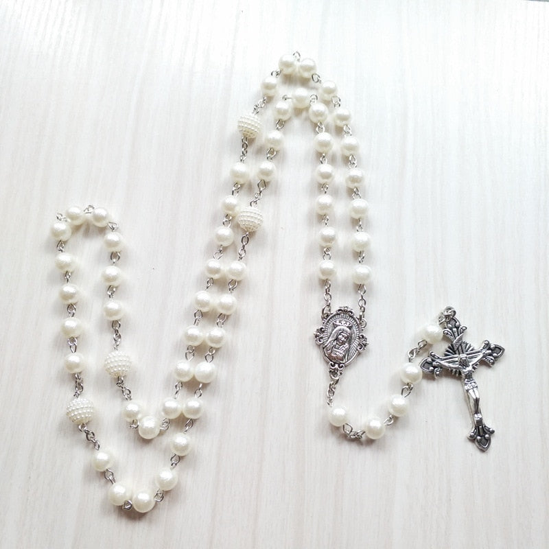 Rosary (QIGO White Acrylic Pearl) 78cm