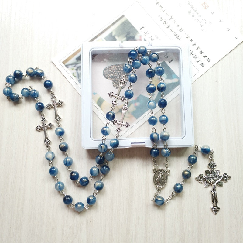 Rosary (QIGO Blue Acrylic Beads) 80cm