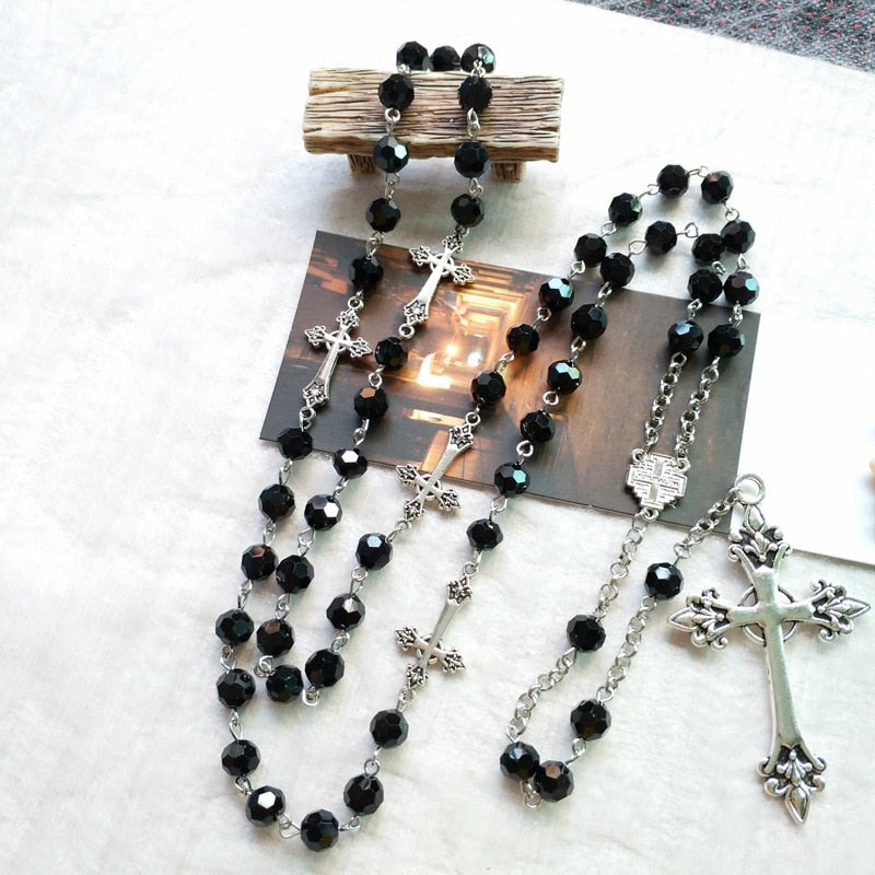 Rosary (QIGO Black Crystal) 82cm