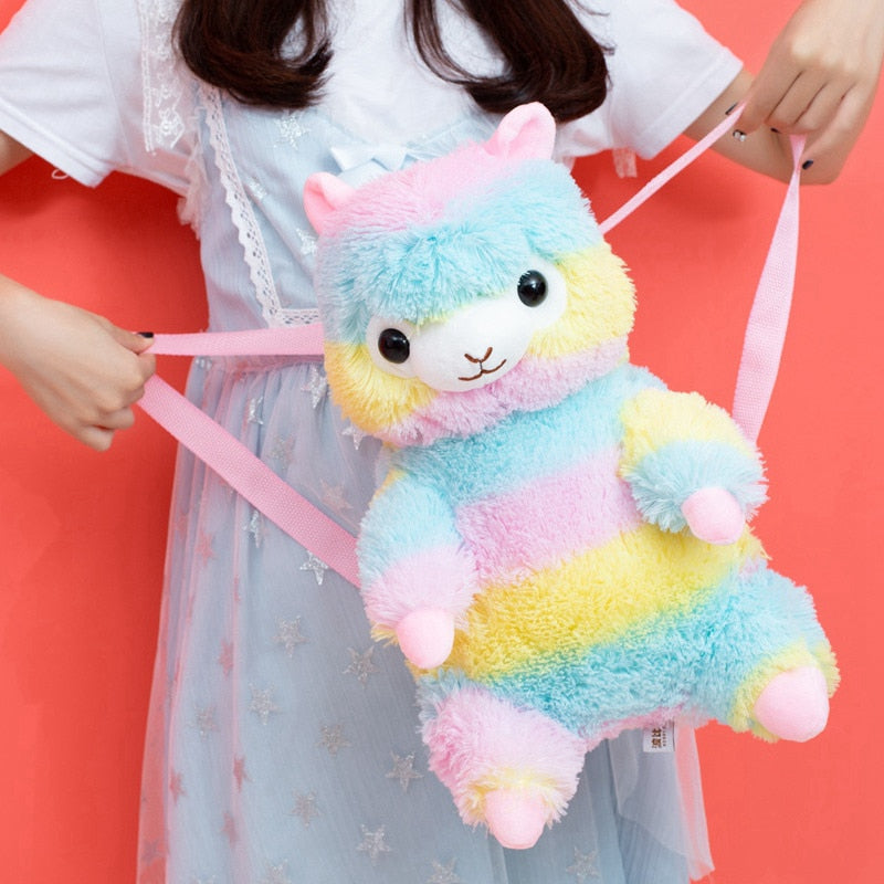 Alpaca(Rainbow/White) Plush Backpacks 40cm