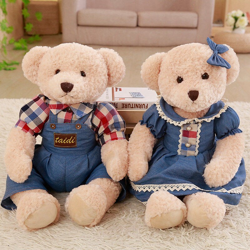 Teddy Bear Couple With Cloth Plush Toy 2pcs/lot 35-45cm