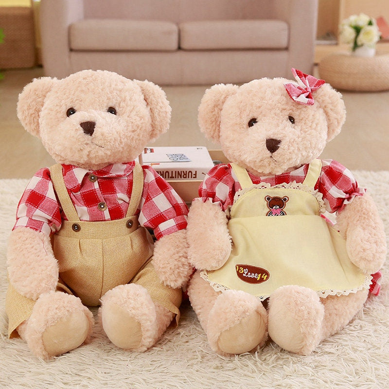 Teddy Bear Couple With Cloth Plush Toy 2pcs/lot 35-45cm