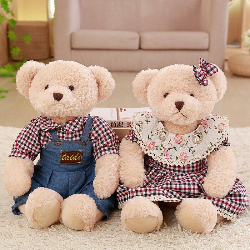 Teddy Bear Couple With Cloth Plush Toy 2pcs/lot 35-45cm