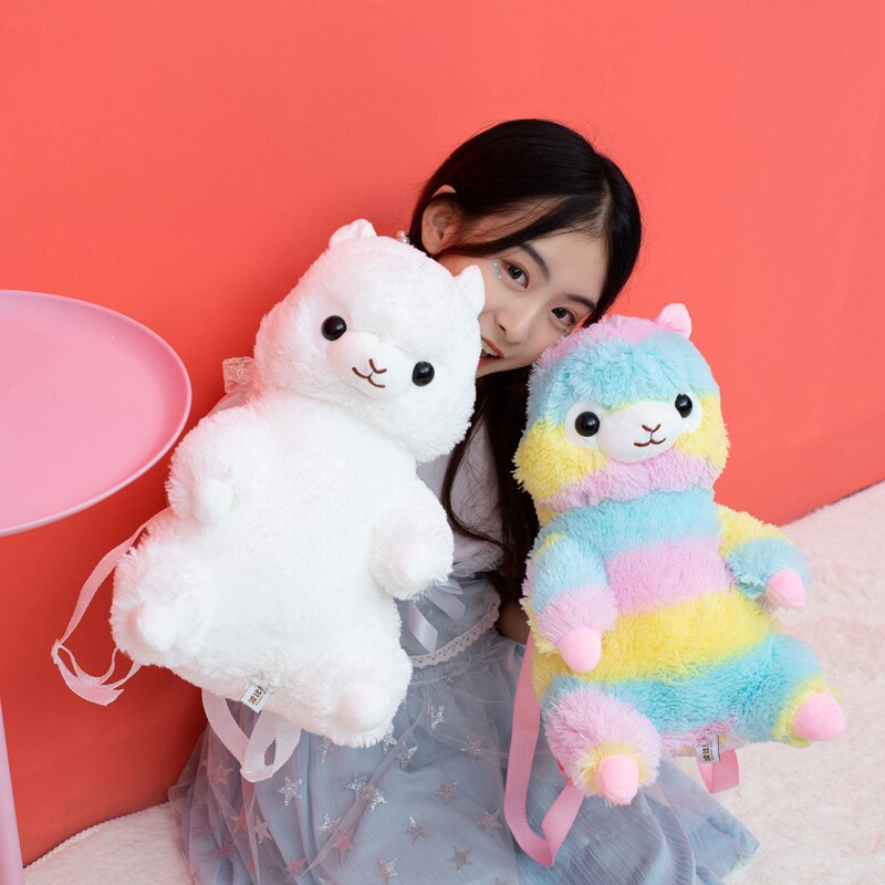 Alpaca(Rainbow/White) Plush Backpacks 40cm