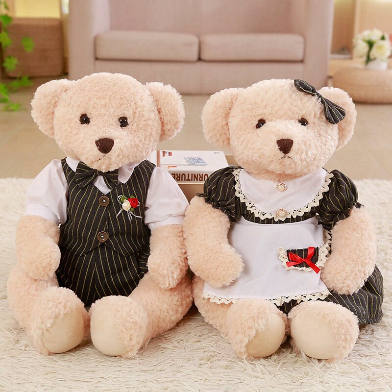 Teddy Bear Couple With Cloth Plush Toy 2pcs/lot 35-45cm