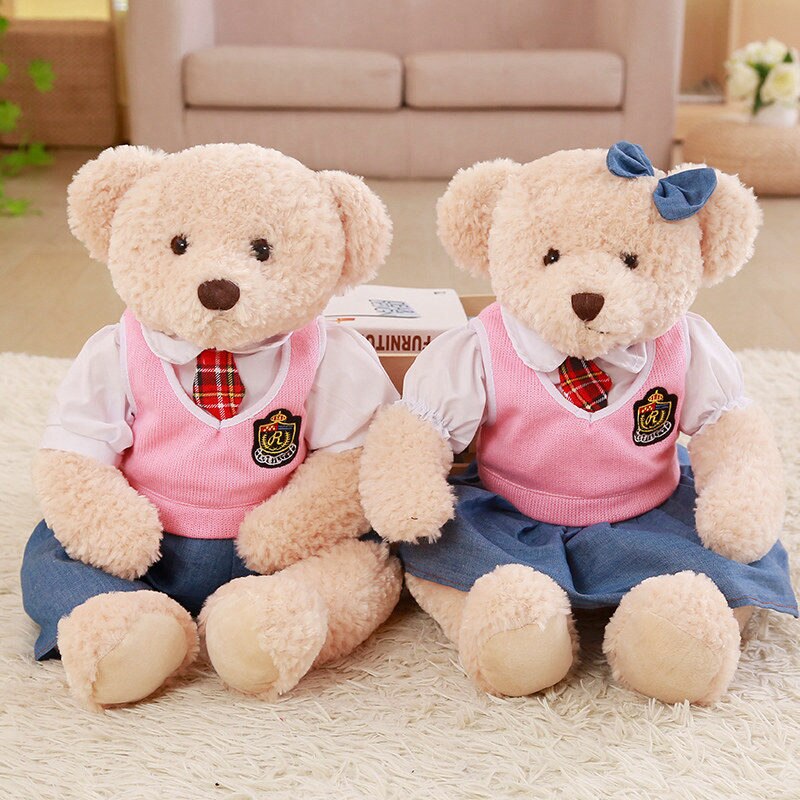 Teddy Bear Couple With Cloth Plush Toy 2pcs/lot 35-45cm