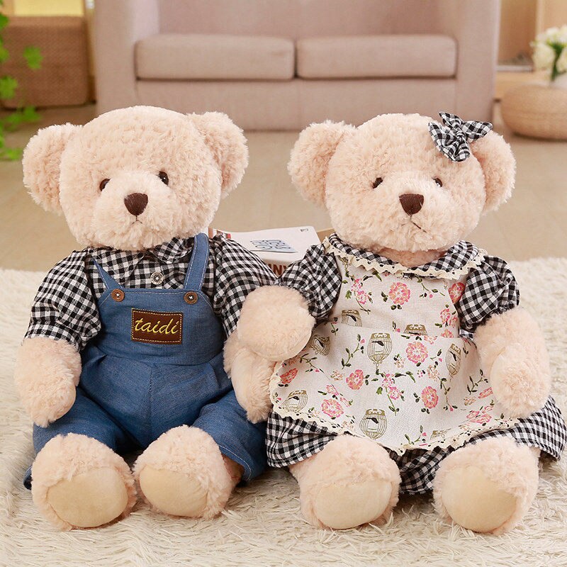 Teddy Bear Couple With Cloth Plush Toy 2pcs/lot 35-45cm