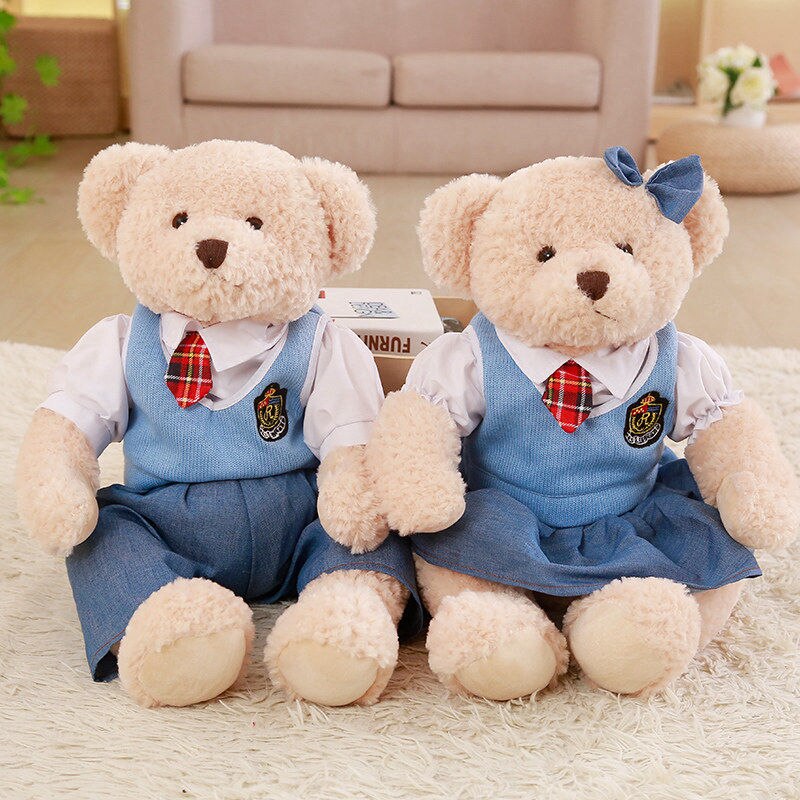 Teddy Bear Couple With Cloth Plush Toy 2pcs/lot 35-45cm