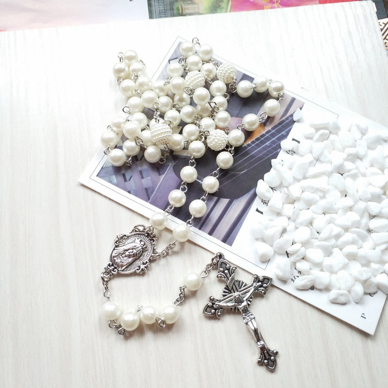 Rosary (QIGO White Acrylic Pearl) 78cm