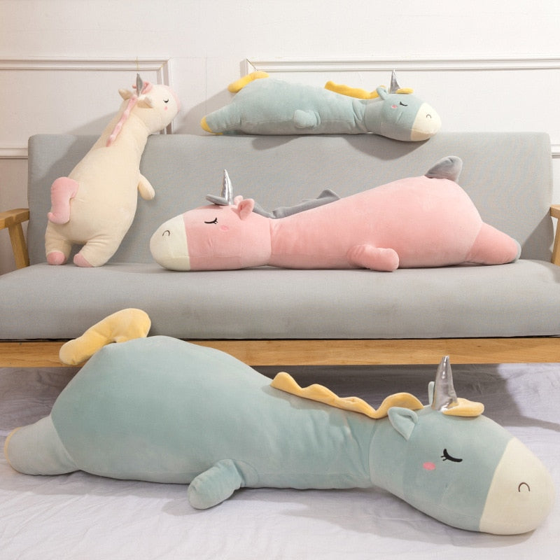 Sleeping Unicorn Pillow Plush Toys 70/95/120cm - Pink/White/Green