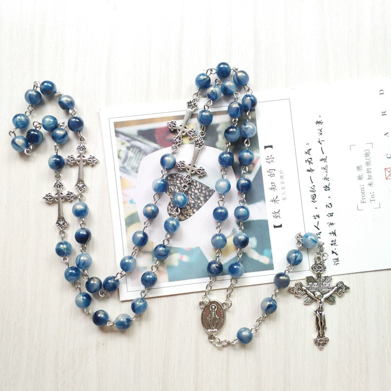 Rosary (QIGO Blue Acrylic Beads) 80cm