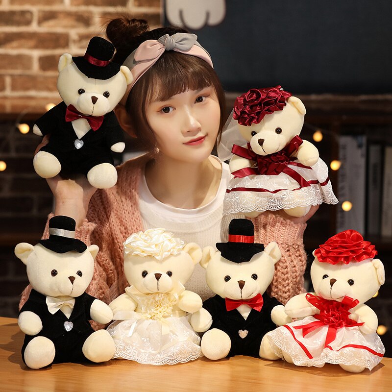 Couple Wedding Bears Plush Toy 2pcs/lot 15-35cm