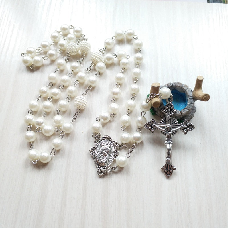 Rosary (QIGO White Acrylic Pearl) 78cm