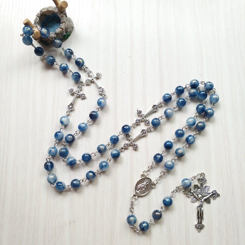 Rosary (QIGO Blue Acrylic Beads) 80cm