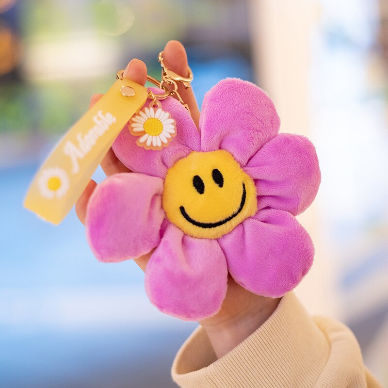 Smiley Flower Plush Keychain 10cm