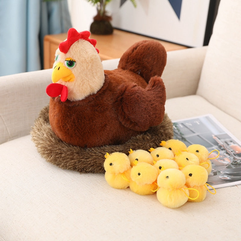 Bird(Swan/Chicken) Mother With 10 Babies and Nest Sets) Plush Toys - 2 Styles