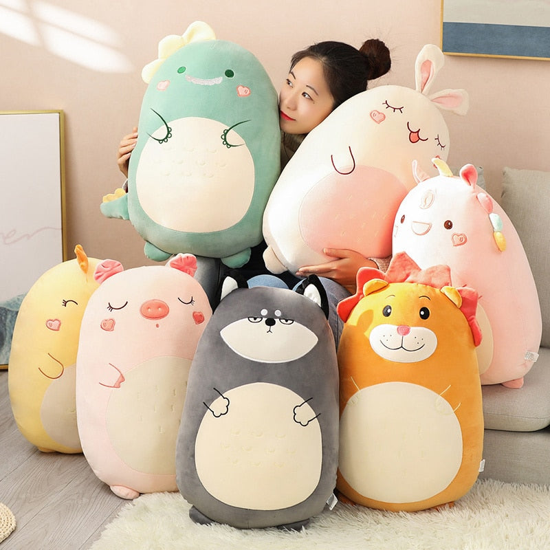 Animal (Chicken/Rabbit/Lion/Unicorn/Pig/Dinosaur/Dog) Chubby Pillow Plush Toy 45-80cm