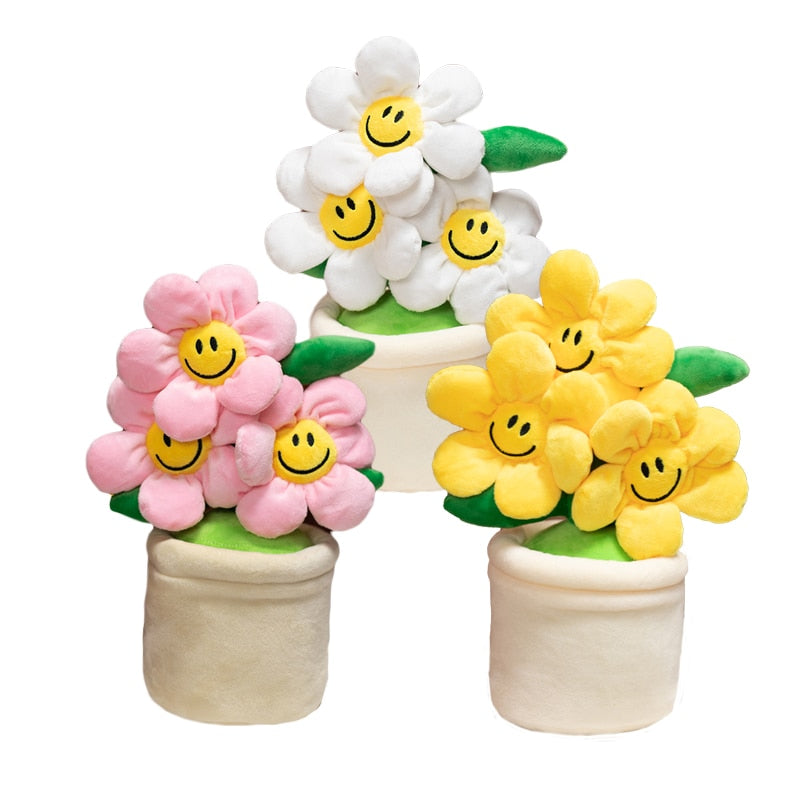 Smiley Potted Flower Plush Toys 30cm