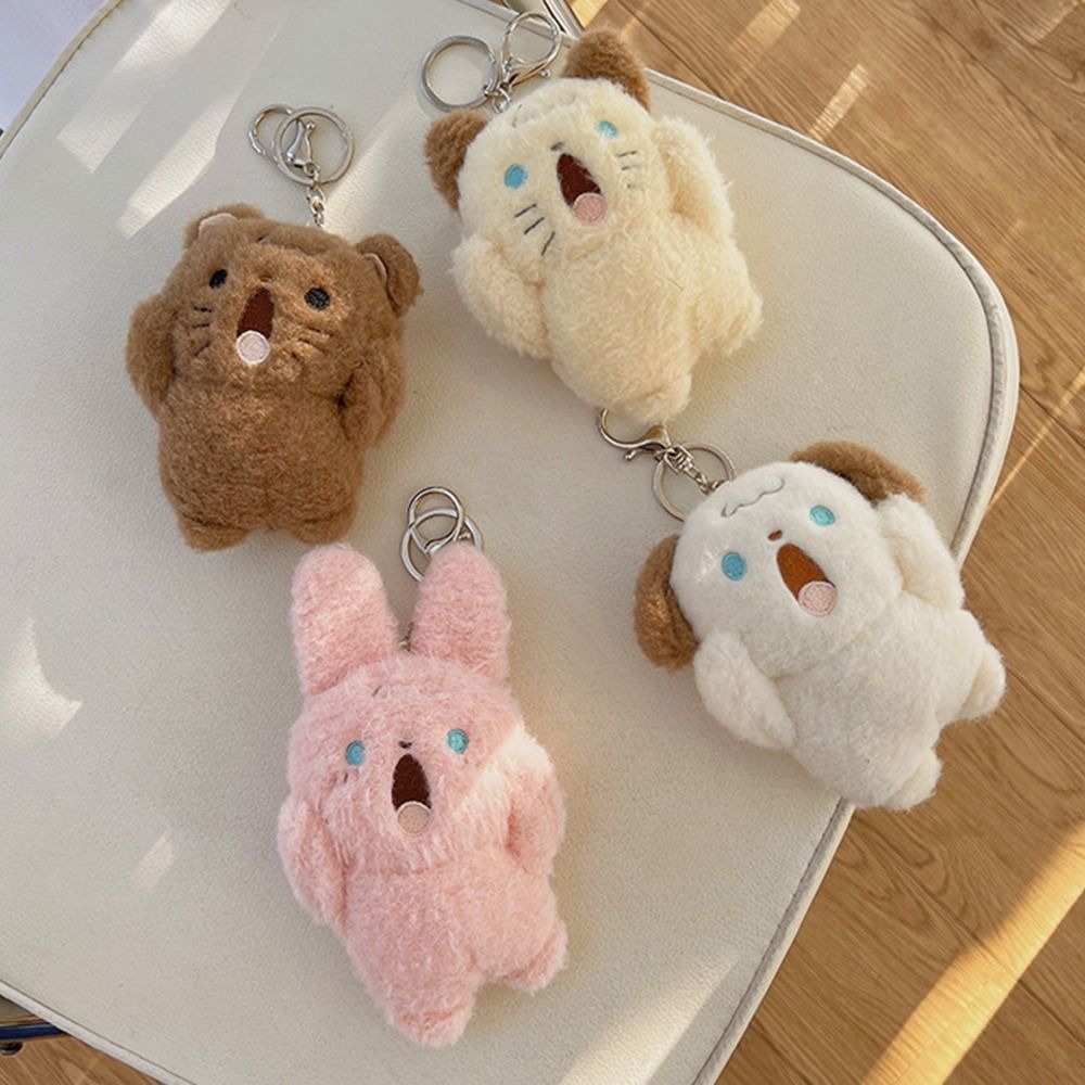 Animal (Rabbit/Bear/Cat/Dog) With Surprised Face Plush Keychains