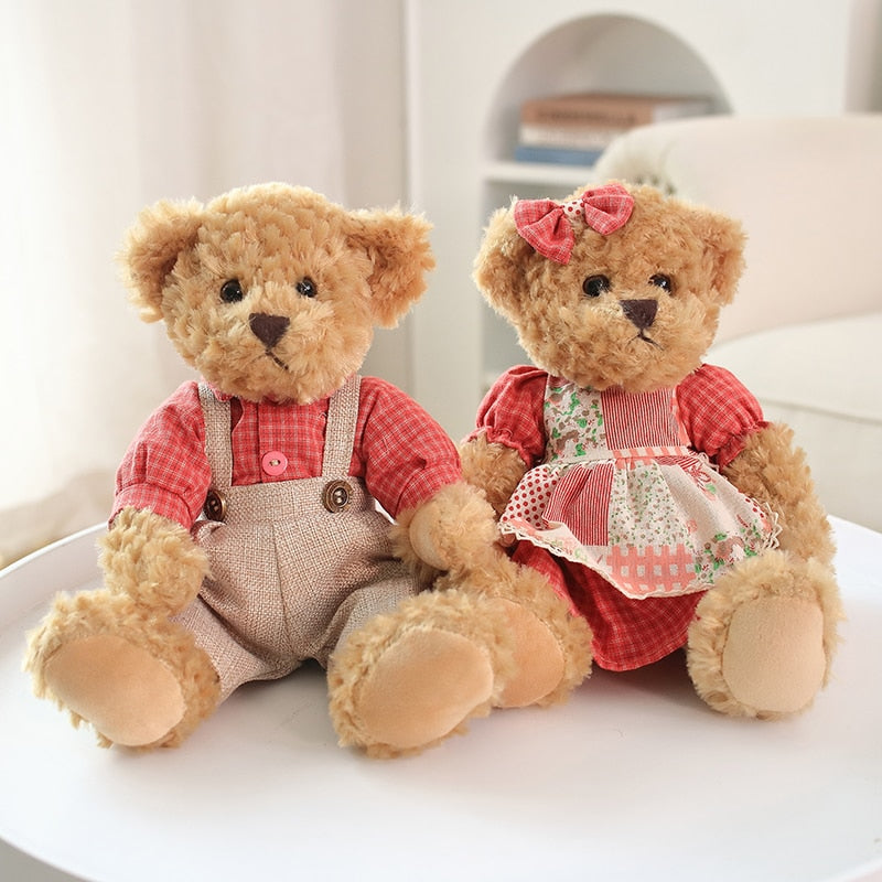 Teddy Bear (Couple With Cloth) Plush Toys 2 pcs/lot 26cm