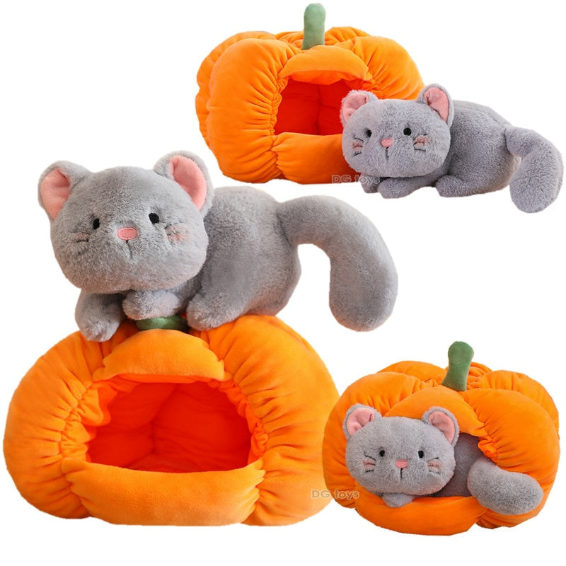 Cat/Dog In Pumpkin Plush Toys 20cm/30cm