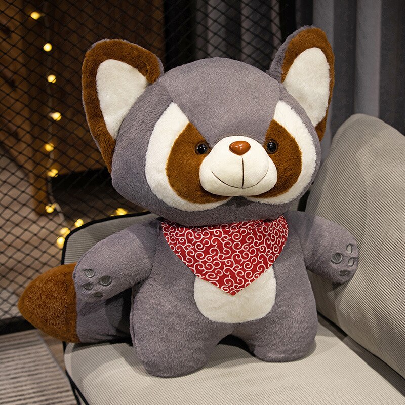 Cute Raccoon(Brown/Grey) with Red/Green Scarf Plush Toys 45-90cm