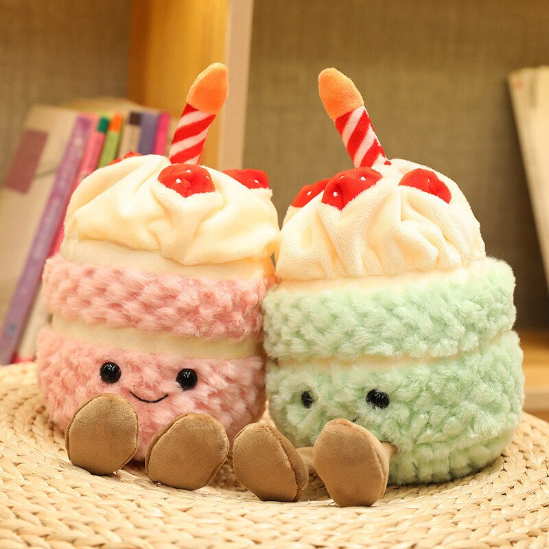 Food (Birthday Cake With A Candle/Strawberry Cupcake) Plush Toys