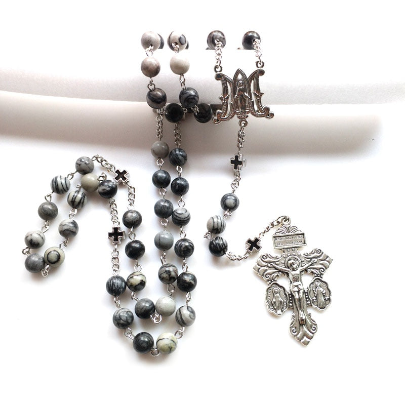 Rosary (QIGO Black Stone Beads) Rosary 84cm