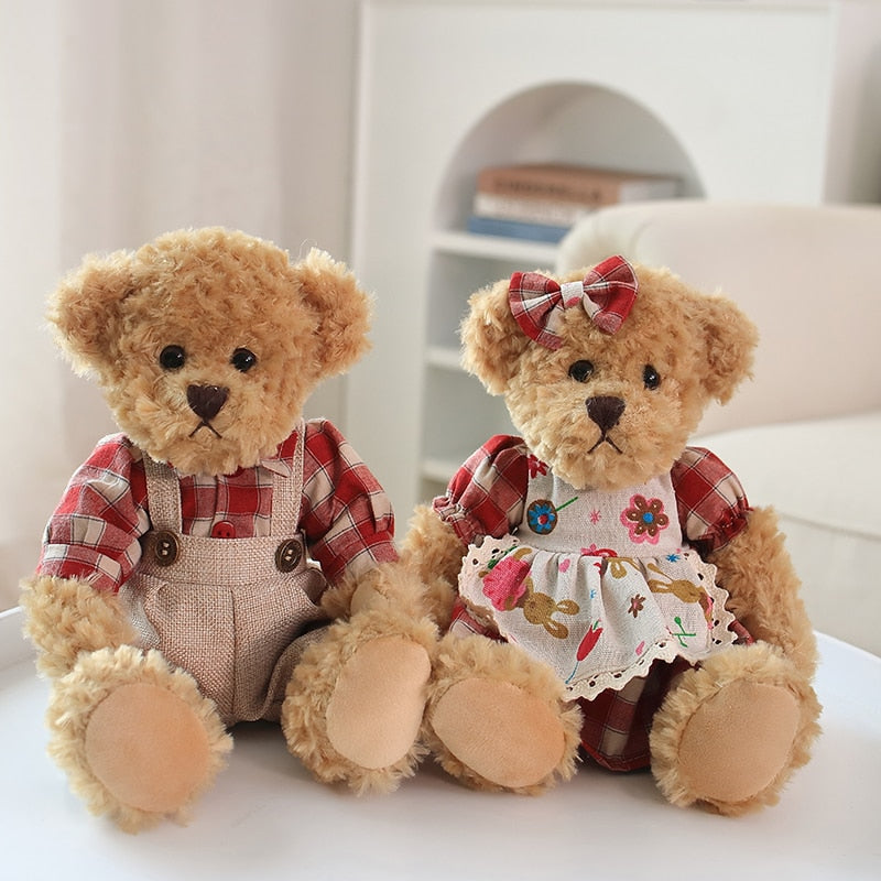 Teddy Bear (Couple With Cloth) Plush Toys 2 pcs/lot 26cm