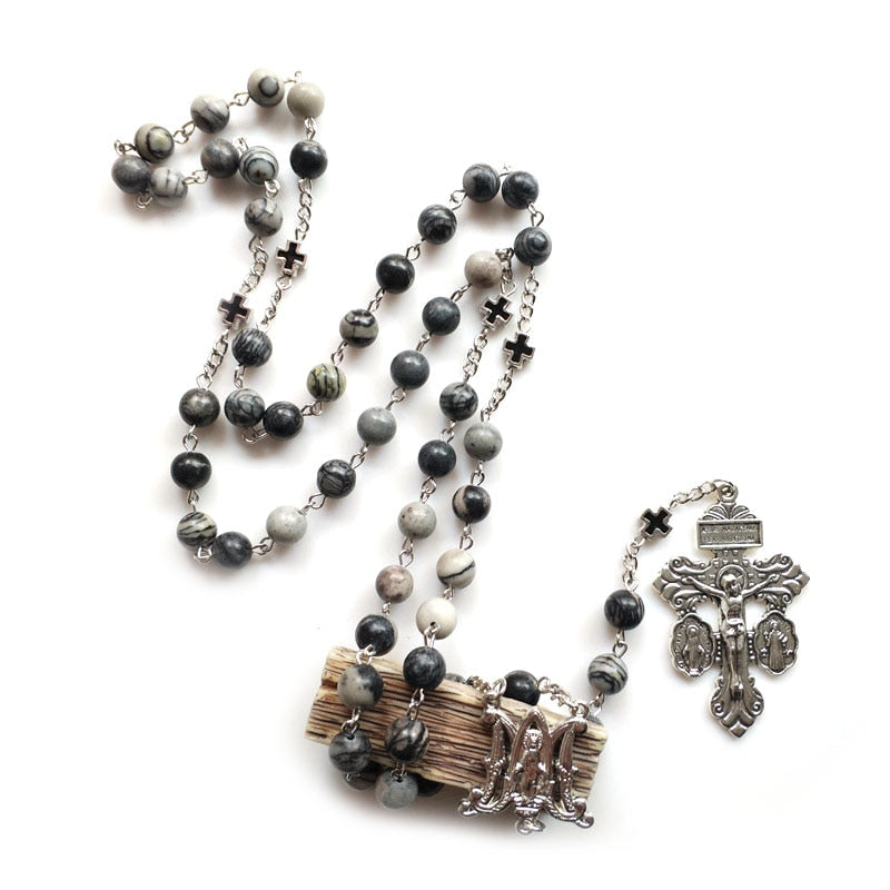 Rosary (QIGO Black Stone Beads) Rosary 84cm