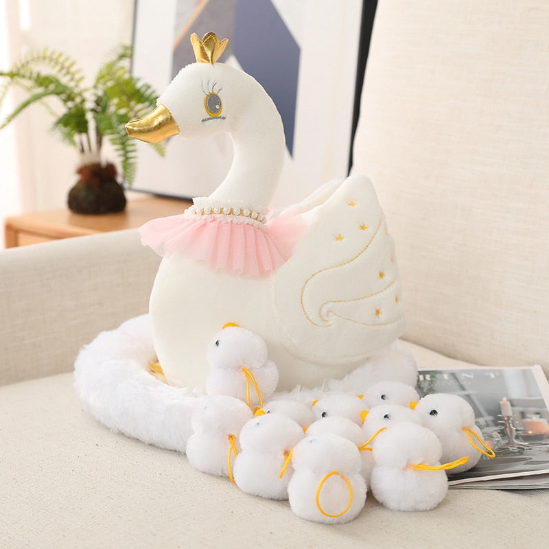 Bird(Swan/Chicken) Mother With 10 Babies and Nest Sets) Plush Toys - 2 Styles