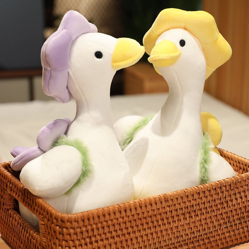 Duck With Flower (Sitting) Plush Toys 35/40/55cm - Yellow/Purple