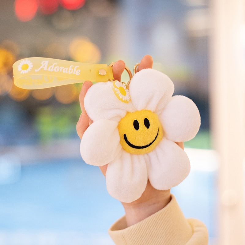 Smiley Flower Plush Keychain 10cm