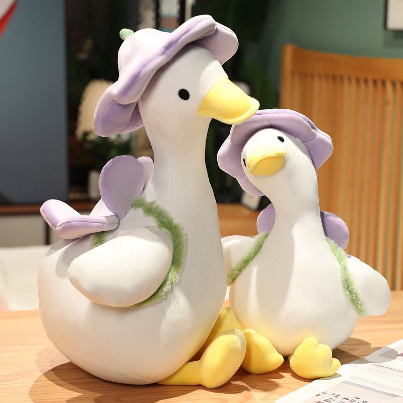 Duck With Flower (Sitting) Plush Toys 35/40/55cm - Yellow/Purple