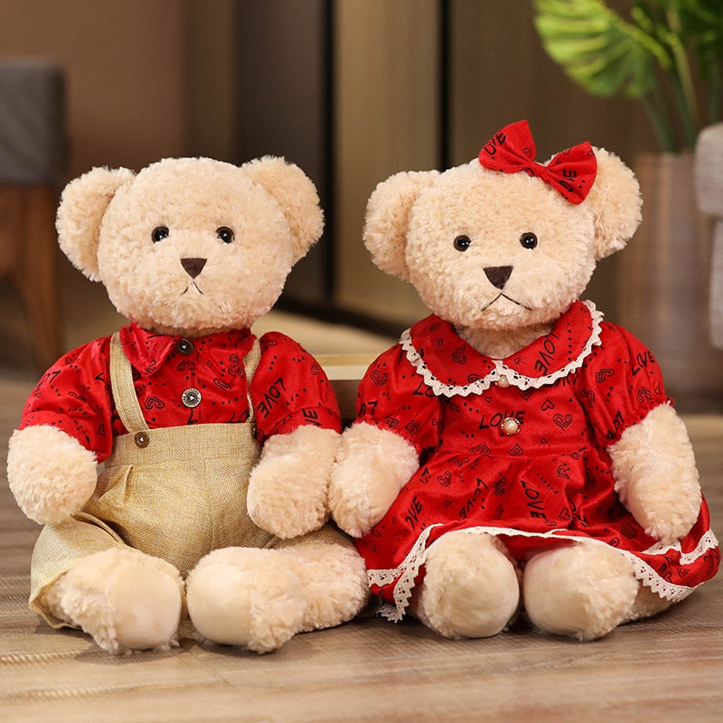 Teddy Bear/Rabbit Couple With Cloth Plush Toy 2pcs/lot 35-45cm