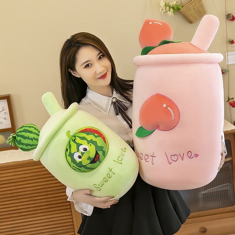 Fruit Milk Tea Plush Toys 24cm/35cm/50cm/70cm - Blue/Pink/Green